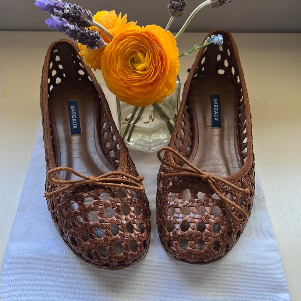 Margaux Brown Woven Ballet Flats